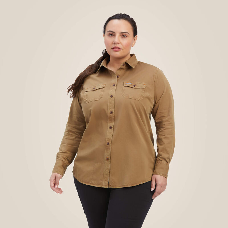 Rebar Washed Twill Work Shirt Front Plus