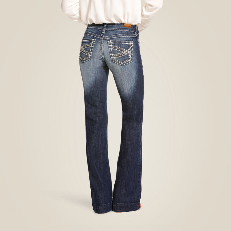 Trouser Mid Rise Stretch Entwined Wide Leg Jean Back