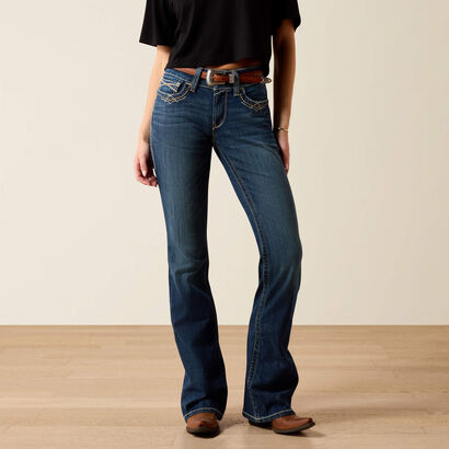R.E.A.L. Mid Rise Stretch Entwined Festival Boot Cut Jean Front