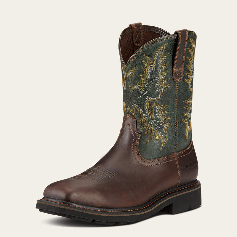 Sierra Wide Square Toe Steel Toe Work Boot 3-4 Front