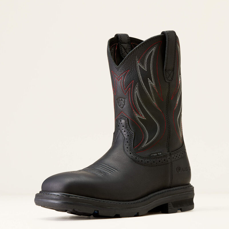Sierra Shock Shield Wide Square Toe Steel Toe Work Boot 3-4 Front