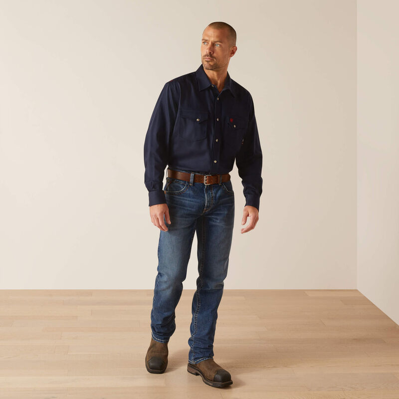 FR Solid Classic Fit Snap Work Shirt Full