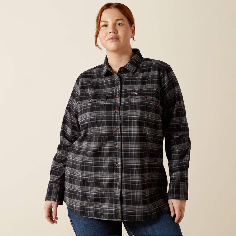 Rebar Flannel DuraStretch Work Shirt Front Plus