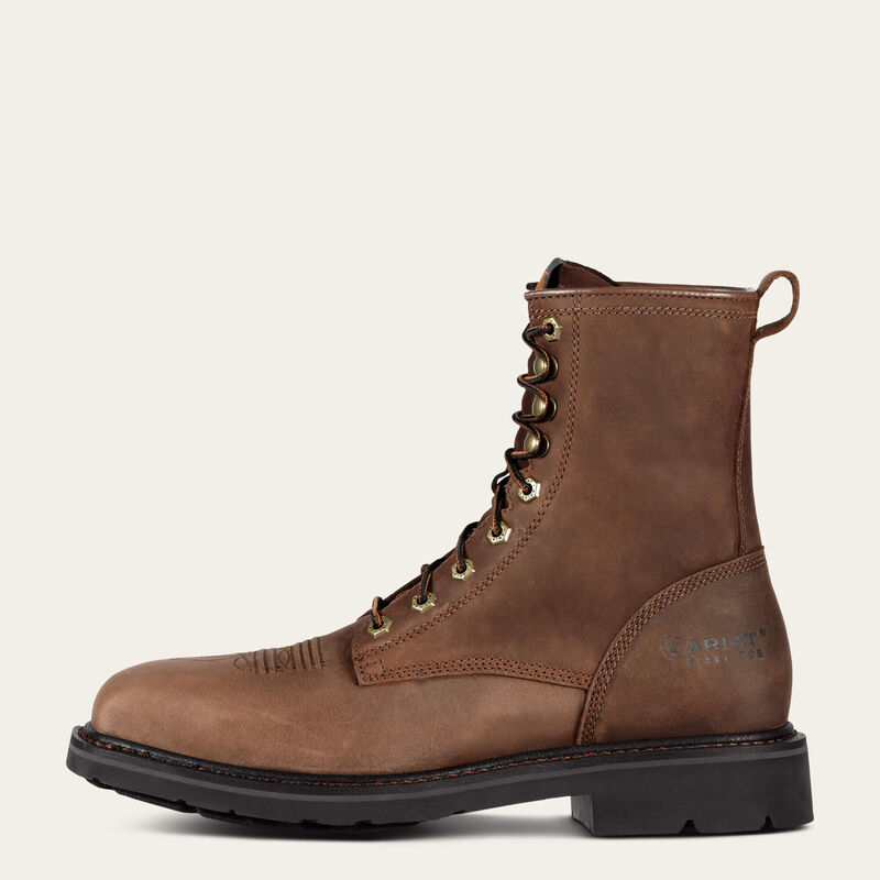 Cascade 8" Wide Square Toe Steel Toe Work Boot Side