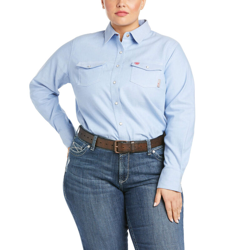 FR Solid DuraStretch Snap Work Shirt Front Plus