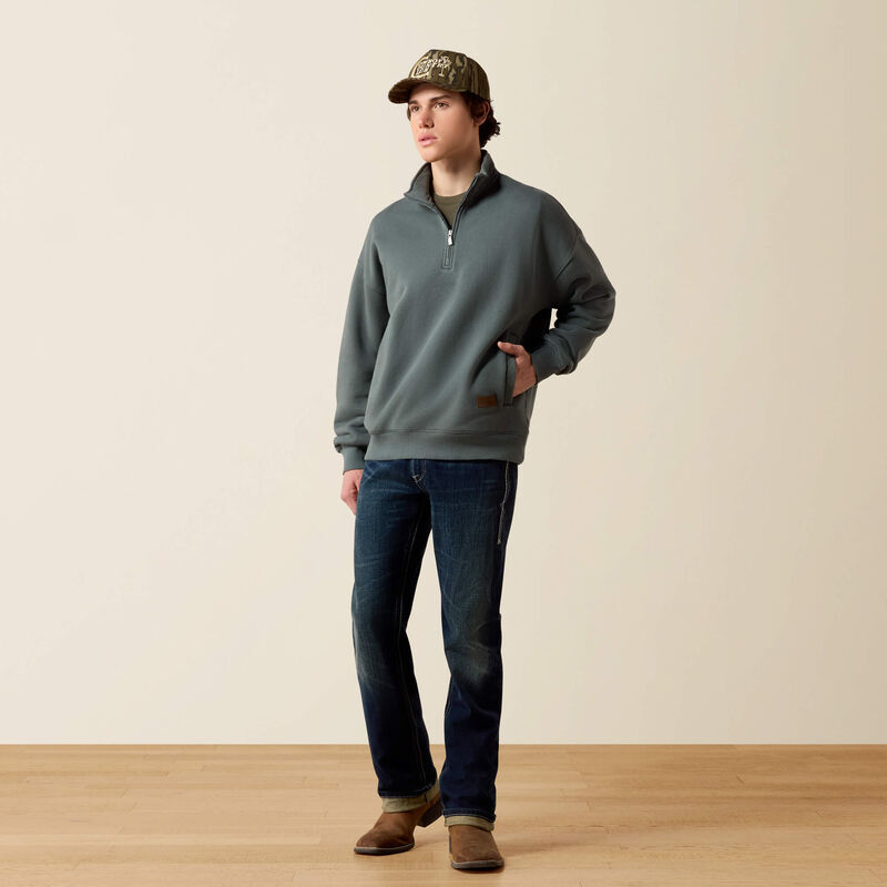 ToughStock Washed Heavyweight Fleece 1/4 Zip Sweatshirt Full
