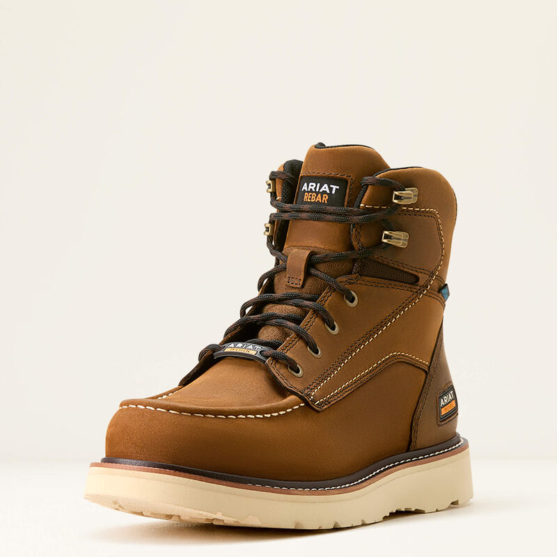 Rebar Wedge Moc Toe 6" Waterproof Work Boot 3-4 Front