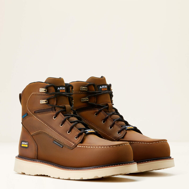 Rebar Wedge Moc Toe 6" Waterproof Composite Toe Work Boot Pair
