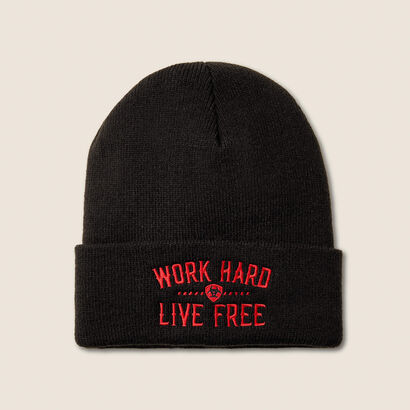 Rebar Work Hard Live Free Embroidery Beanie Front