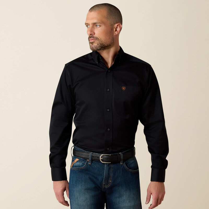 Solid Twill Fitted Shirt Front