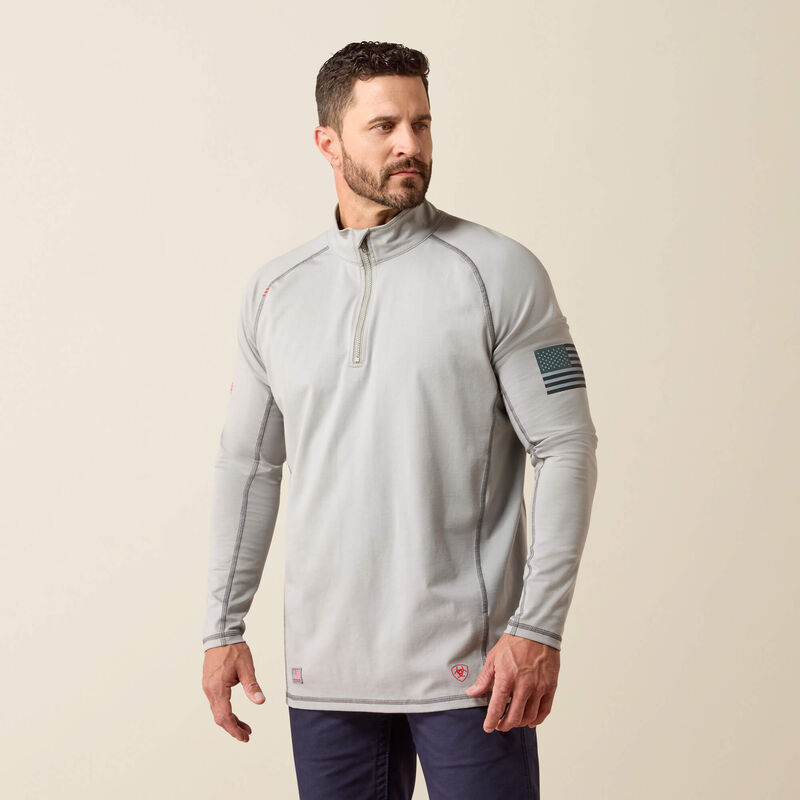 FR Combat Stretch Patriot 1/4 Zip Work Shirt Front