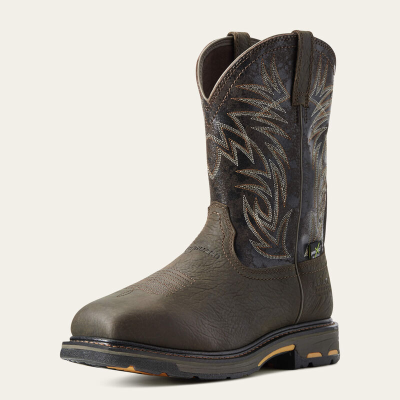 WorkHog Wide Square Toe MetGuard Waterproof Composite Toe Work Boot 3-4 Front