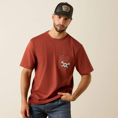 Rebar Cotton Strong Bolt Skull T-Shirt Back