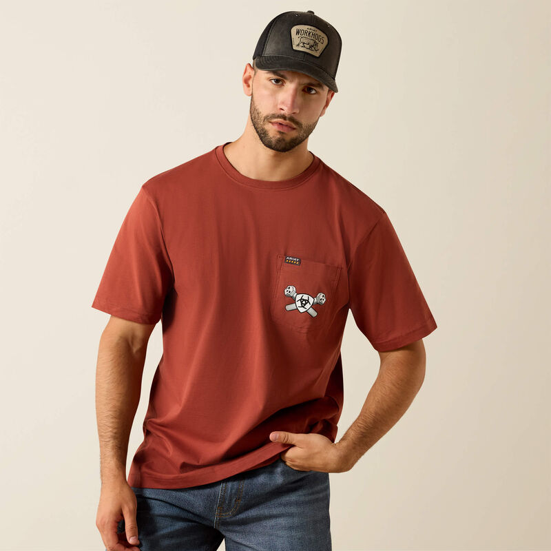 Rebar Cotton Strong Bolt Skull T-Shirt Back