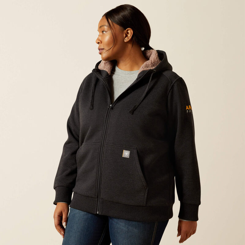 Rebar All-Weather Sherpa Full Zip Hoodie Front Plus