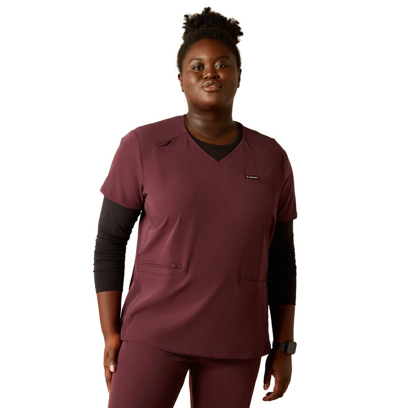 Clara 6 Pocket Scrub Top Front Plus