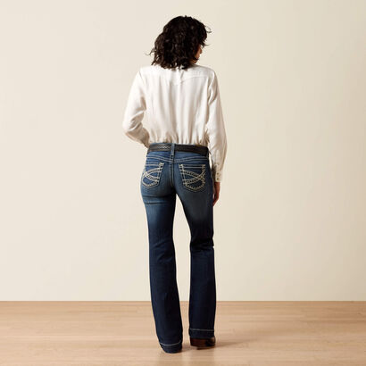 Trouser Mid Rise Stretch Entwined Wide Leg Jean Back