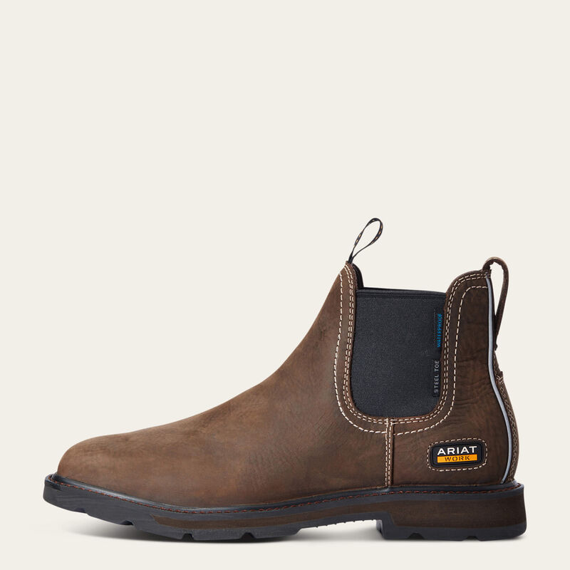 Groundbreaker Chelsea Wide Square Toe Waterproof Steel Toe Work Boot Side