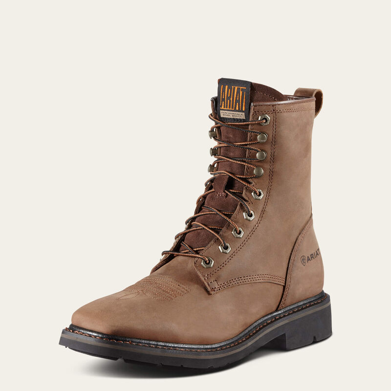 Cascade 8" Wide Square Toe Work Boot 3-4 Front
