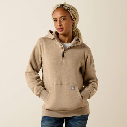 Rebar Lightweight Logo 1/2 Zip Hoodie Front