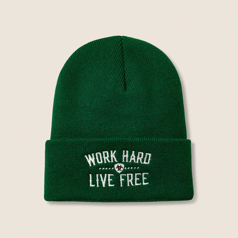 Rebar Work Hard Live Free Embroidery Beanie Front