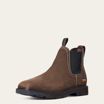 Groundbreaker Chelsea Wide Square Toe Waterproof Steel Toe Work Boot 3-4 Front