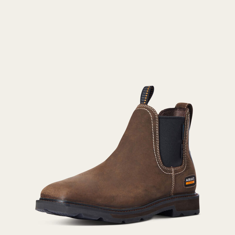 Groundbreaker Chelsea Wide Square Toe Waterproof Steel Toe Work Boot 3-4 Front