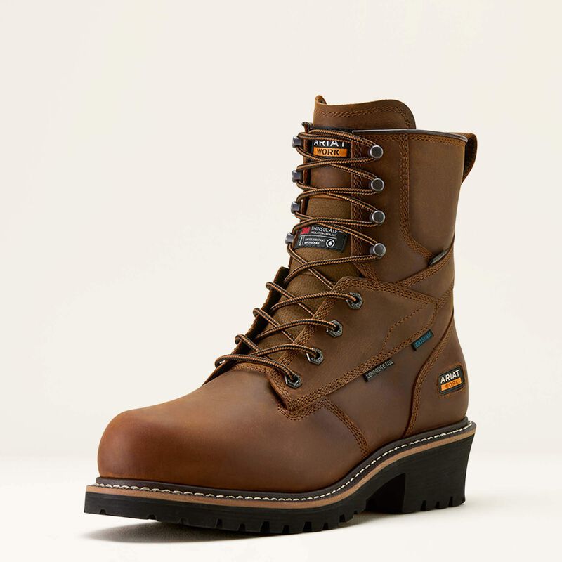Logger Shock Shield Waterproof Insulated Composite Toe Work Boot 3-4 Front