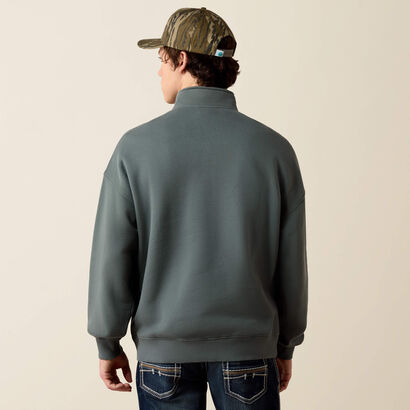 ToughStock Washed Heavyweight Fleece 1/4 Zip Sweatshirt Back