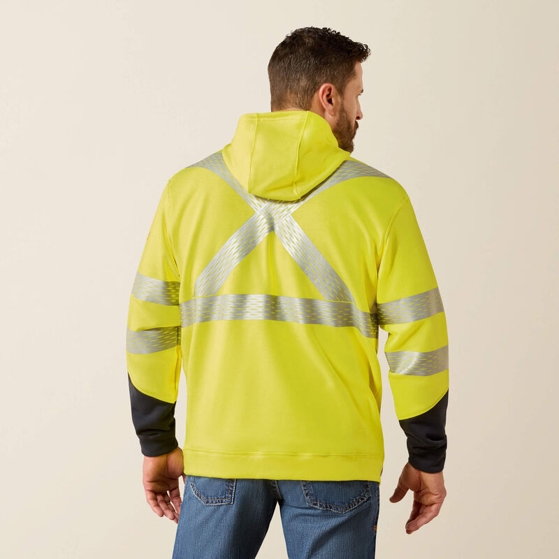 FR Hi-Vis Full Zip Hoodie Back