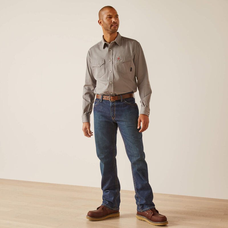 FR Solid Classic Fit Snap Work Shirt Full