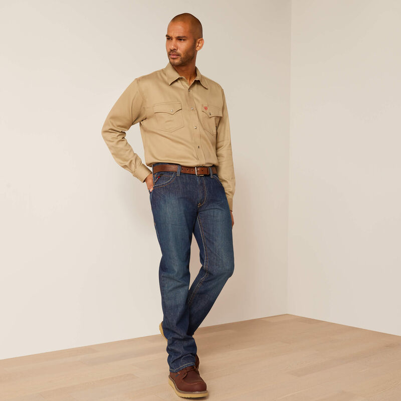 FR Solid Classic Fit Snap Work Shirt Full