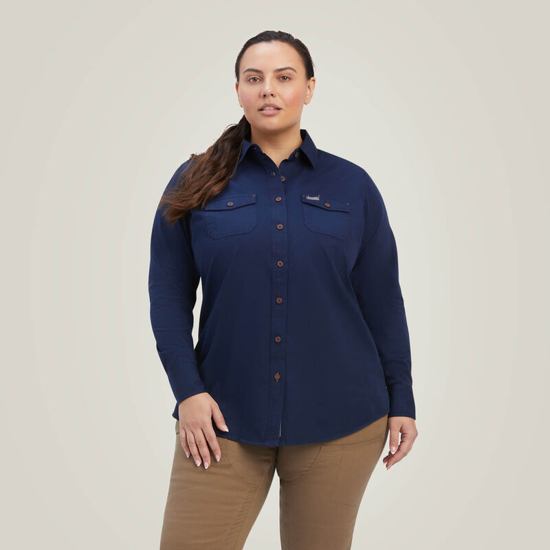 Rebar Washed Twill Work Shirt Front Plus