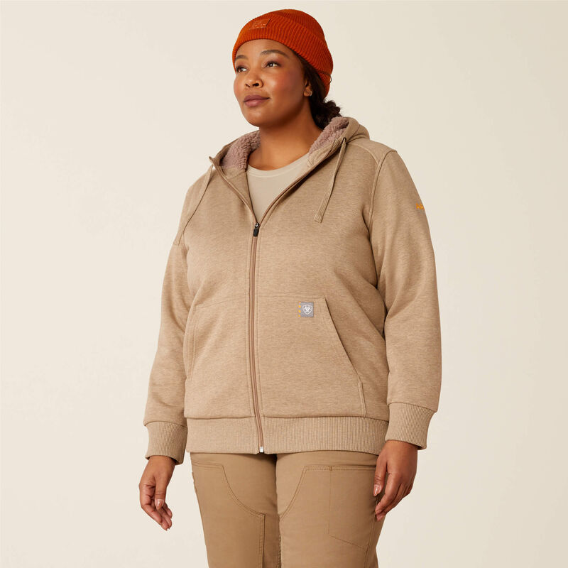 Rebar All-Weather Sherpa Full Zip Hoodie Front Plus