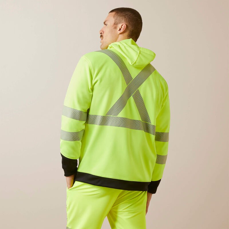 Rebar WorkTek Hi-Vis Full Zip Hoodie Back