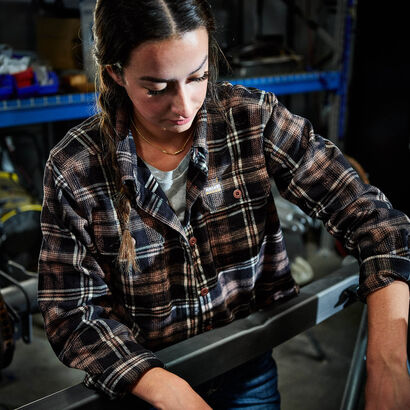 Rebar Heavy Flannel Work Shirt Lifestyle