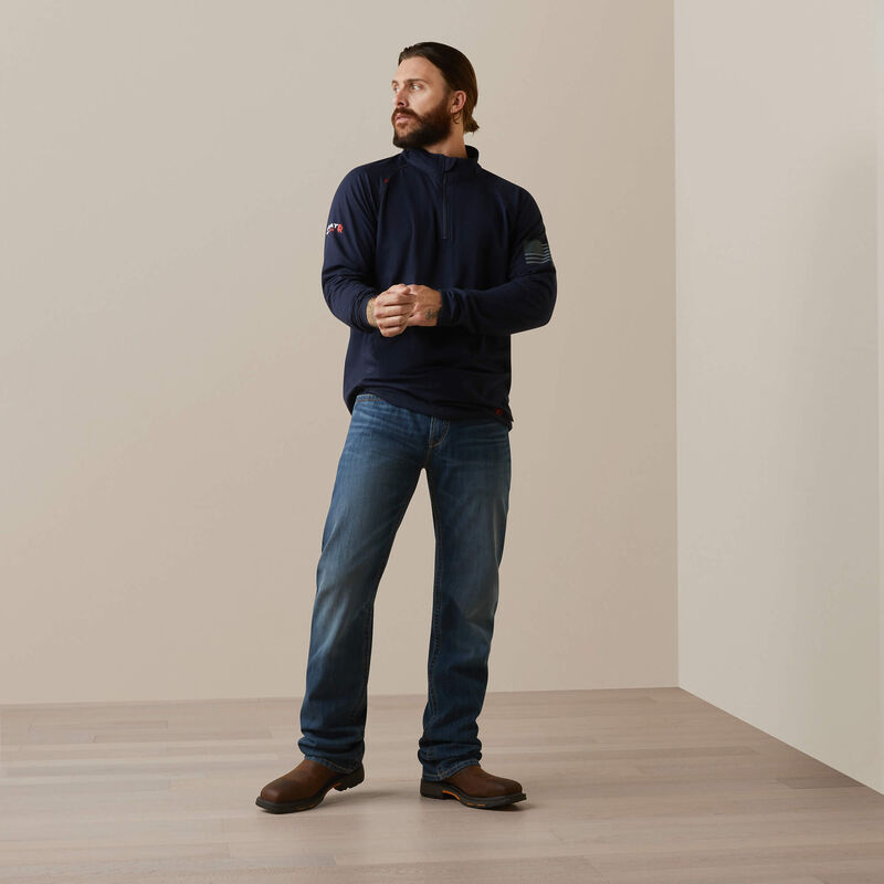 FR Combat Stretch Patriot 1/4 Zip Work Shirt Full